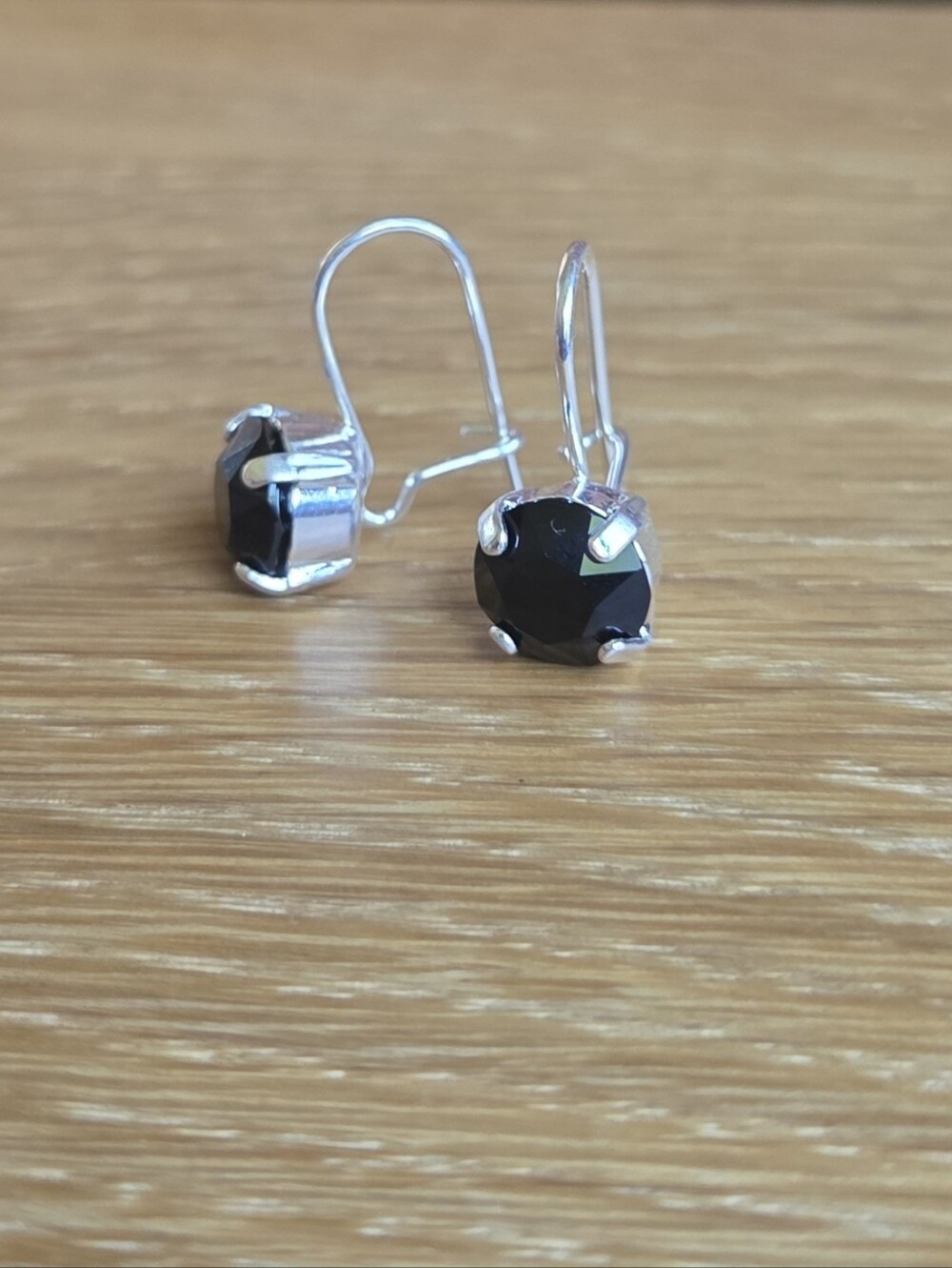 Black Crystal Drop Earrings | Handmade - Picture 7 of 9